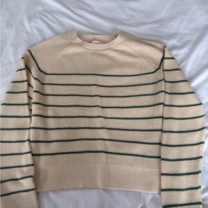 Velvet by Graham & Spencer Cream and Green Striped Sweater